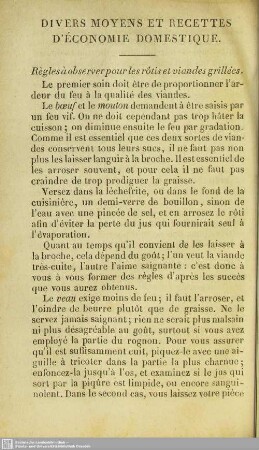 Divers moyens et recettes d'économie domestique