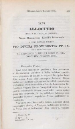 737-742 Allocution Sr. Heil. Papst Pius IX. vom 8. December 1869