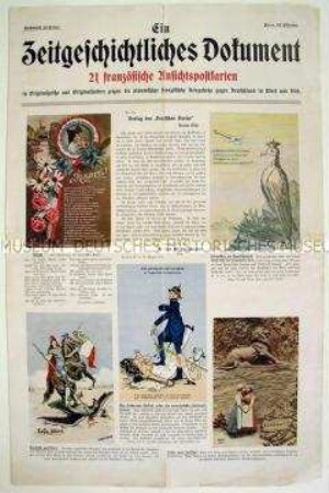 Sonderdruck zur antideutschen Postkarten-Propaganda in Frankreich aus dem Vorfeld des 1. Weltkrieges