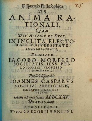 Disputatio Philosophica De Anima Rationali