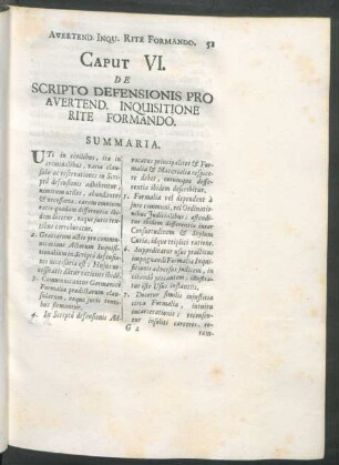 Caput VI. De Scripto Defensionis Pro Avertend. Inquisitione Rite Formando