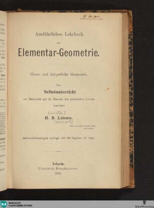 Ausführliches Lehrbuch der Elementar-Geometrie
