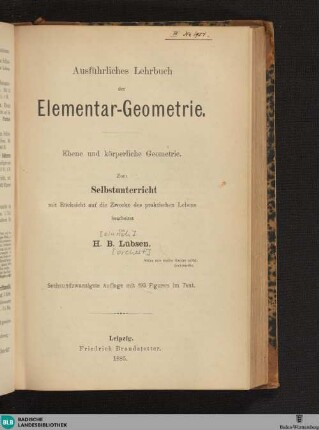 Ausführliches Lehrbuch der Elementar-Geometrie