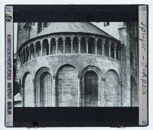 Speyer, Dom : Außenansicht von O, Detail, O-Apsis, Zwerggalerie