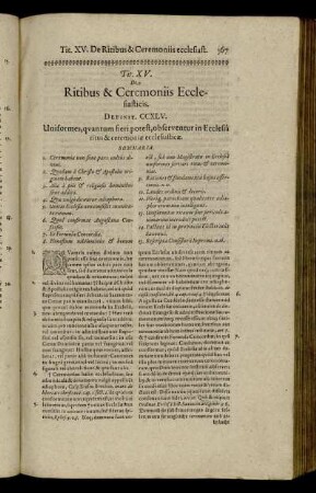 Tit. XV. De Ritibus & Ceremoniis Ecclesiasticis.