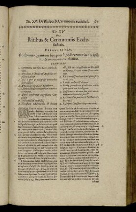 Tit. XV. De Ritibus & Ceremoniis Ecclesiasticis.