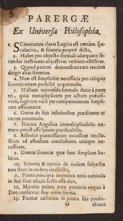 Parergae Ex Universa Philosophia.