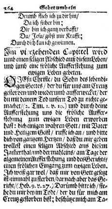 Im vierzehenden Capittel wird umb einen seligen Abschied auß diesem Leben/ und umb eine fröliche Aufferstehung zum ewigen Leben gebeten.