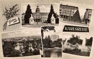 Postkartenalbum mit Motiven von Karlsruhe. "Grüße aus Karlsruhe"