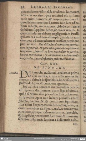 Cap. XXI. De Synocha