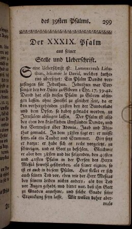 Der XXXIX. Psalm [...].