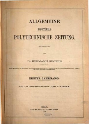 Allgemeine deutsche polytechnische Zeitung. 1. 1873