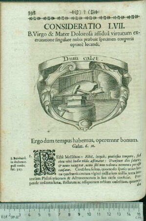 Consideratio LVII. B. Virgo & Mater Dolorosa assiduâ virtutum exercitatione singulare nobis præbuit specimen temporis optimè locandi.