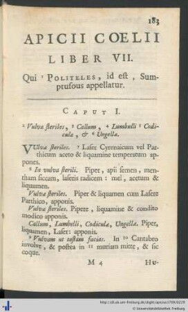 Liber VII. Qui Politeles, id est, Sumptusous appellatur.