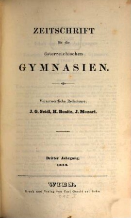 Zeitschrift für die österreichischen Gymnasien, 3. 1852