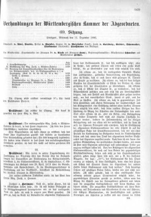 69. Sitzung, Stuttgart, 11.12.1895