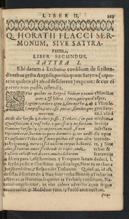 Q. Horatii Flacci Sermonum, Sive Satyrarum. Liber Secundus.
