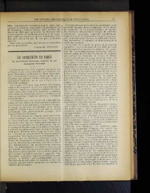 Les incompatibilités des consuls de nationalité italienne, d'après la loi électorale italienne