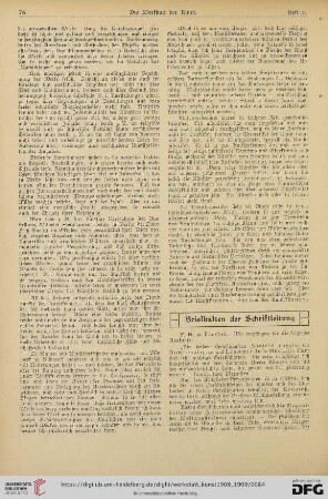 Briefkasten der Schriftleitung