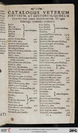 Catalogus veterum poetarum, et auctorum [...]