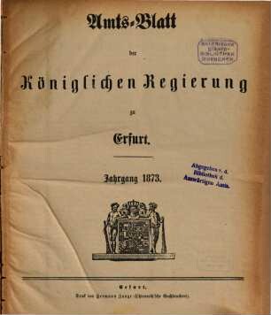 Amtsblatt der Preußischen Regierung zu Erfurt. 1873