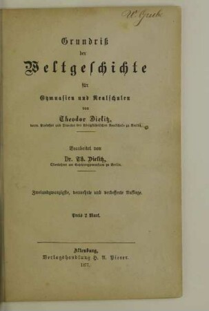 Grundriß der Weltgeschichte für Gymnasien und Realschulen