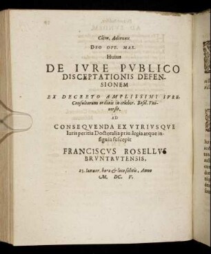 [Disputatio II.] De Iure Publico Disceptationis Defensionem [...]