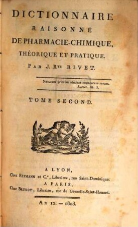 Dictionnaire raisonné de pharmacie-chimique, théorique et pratique, 2