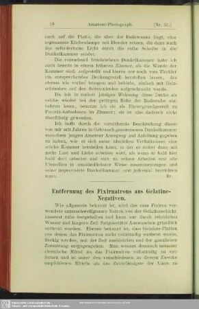 Entfernung des Fixirnatrons aus Gelatine-Negativen