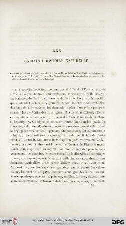 XXX. Cabinet D' histoire naturelle