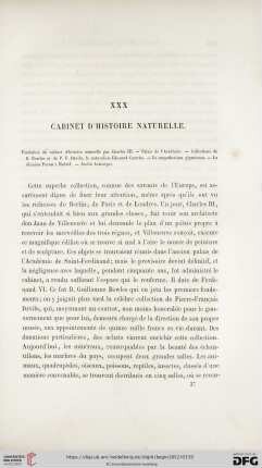 XXX. Cabinet D' histoire naturelle