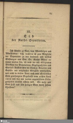 III. Eid der Raths-Deputirten
