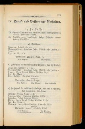 IV. Straf= und Besserungs=Anstalten.