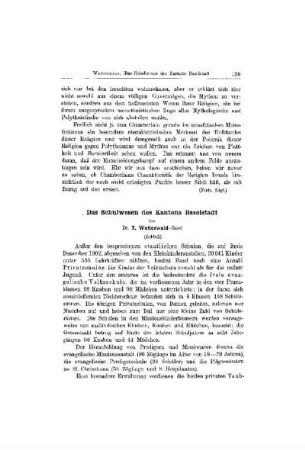 Das Schulwesen des Kantons Baselstadt : (Schluß)