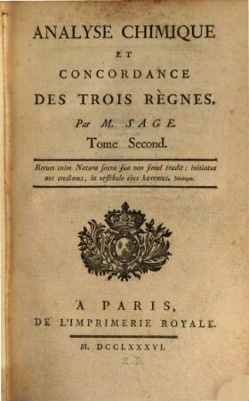 Analyse Chimique Et Concordance Des Trois Règnes, 2