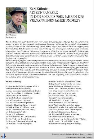 Alt Schramberg – in den 30er bis 50er Jahren des vergangenen Jahrhunderts.