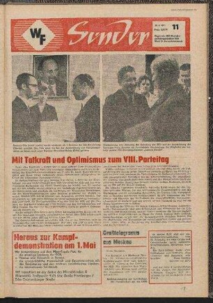 Betriebszeitung 'WF-Sender', Nr.11/1971 (30. April 1971)