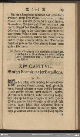 XItes Capitul. Von der Formirung des Battaillons