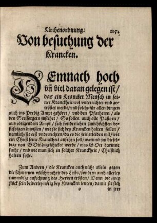Von besuchung der Krancken.