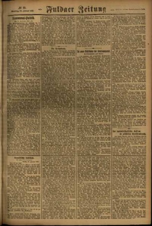 Zweite Ausgabe vom Samstag, den 28. Januar 1922.