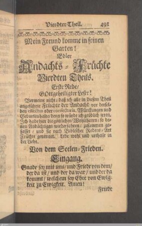 Edler Andachts-Früchte Vierdten Theils.