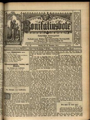 Erste Ausgabe vom Sonntag, den 16. November 1913.
