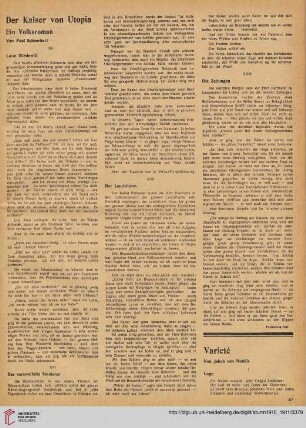 Der Kaiser von Utopia, [7] : Ein Volksroman