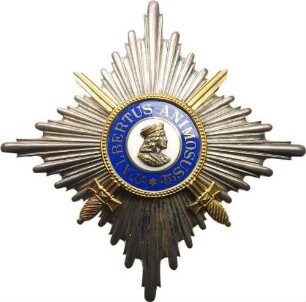 Königlich Sächsischer Albrechtsorden - Bruststern zum Komturkreuz 1. Klasse mit Schwertern, 2. Modell