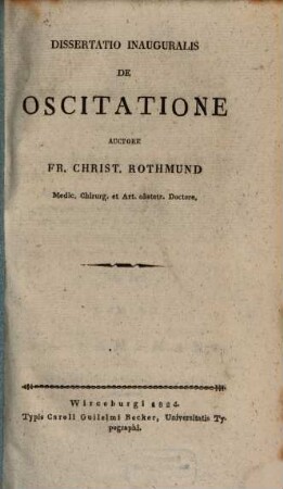 Dissertatio inauguralis de oscitatione