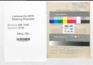 Entnazifizierung Otto Alting , geb. 29.10.1913 (Bankbeamter)
