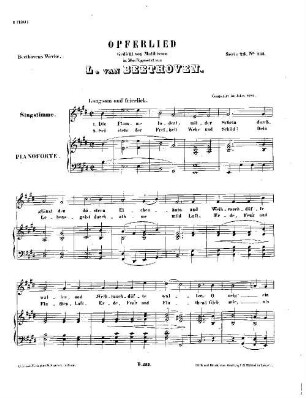 Beethoven's Werke, 233 = Serie 23: Lieder und Gesänge mit Begleitung des Pianoforte. Opferlied : [WoO 126]
