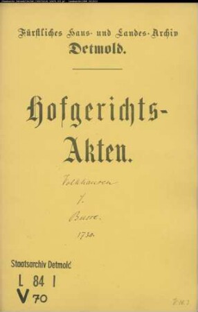 Volkhausen, Advokat gegen Henrich Busse zu Hölsen - Schuldforderung