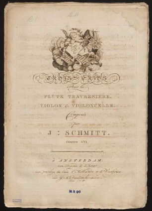 Trois trios pour la flute traversiere, violon et violoncelle, op. 16