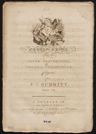 Trois trios pour la flute traversiere, violon et violoncelle, op. 16